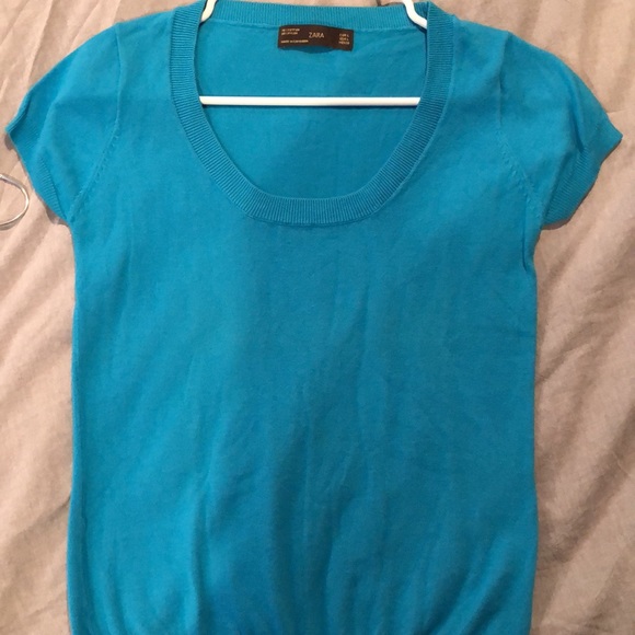 Zara EUC blue knit top sz Large - Picture 2 of 3